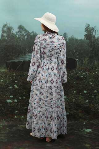 Bohem Desen Elbise Bebe Mavisi - 10