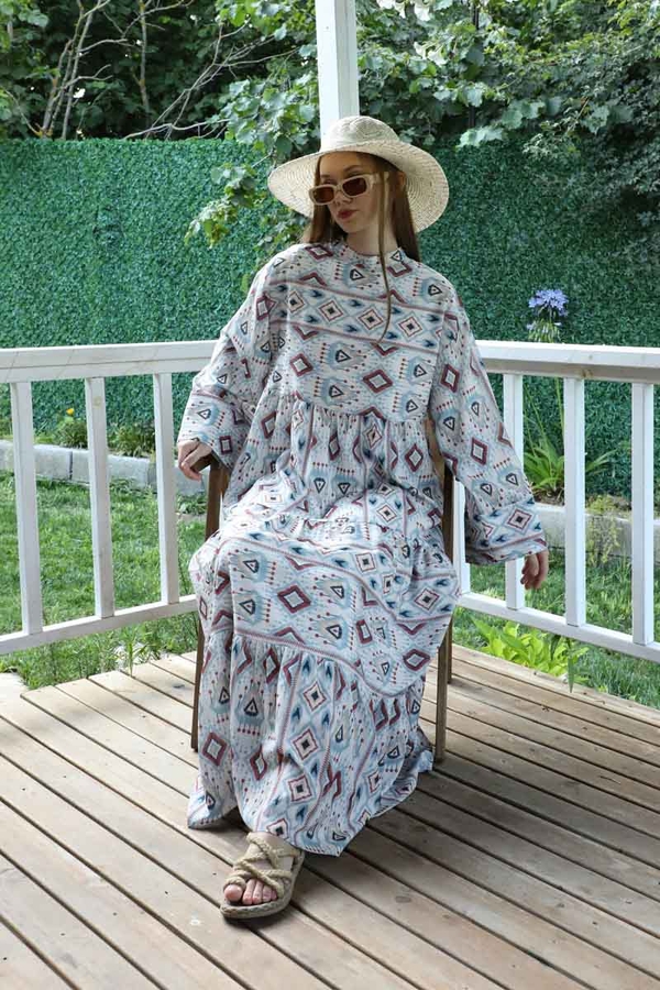 Bohem Desen Elbise Bebe Mavisi - 2