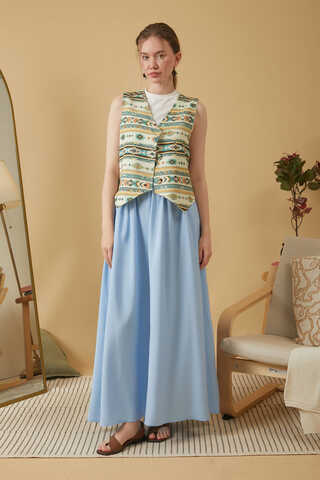 Bohem Desen Yelek Mint - 1