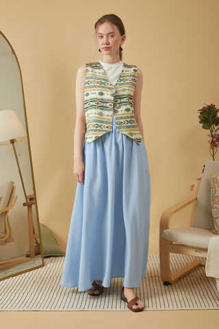 Bohem Desen Yelek Mint - 6