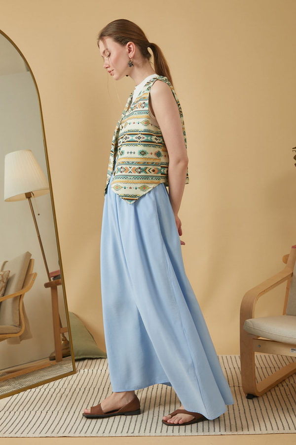 Bohem Desen Yelek Mint - 8