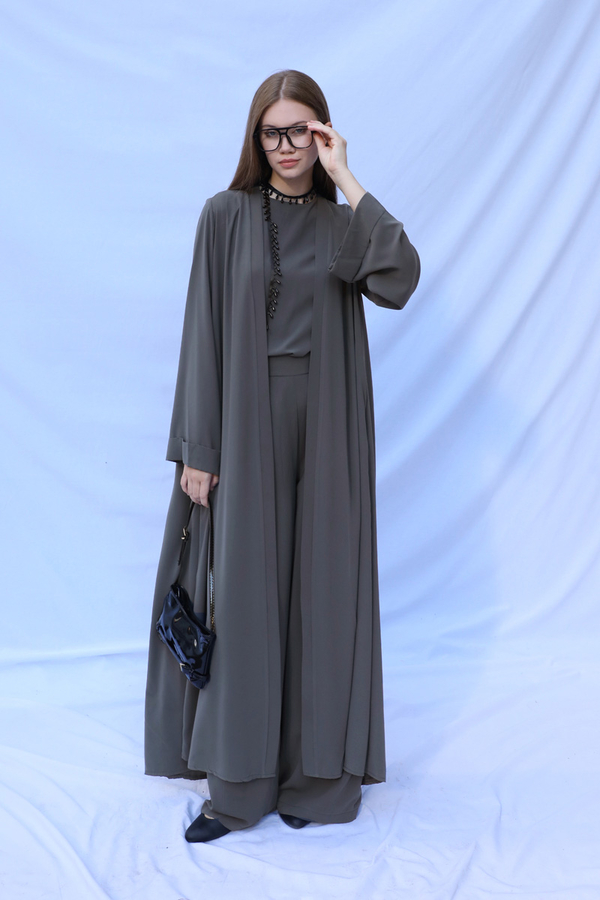 Bol Abaya Takım Füme - 1