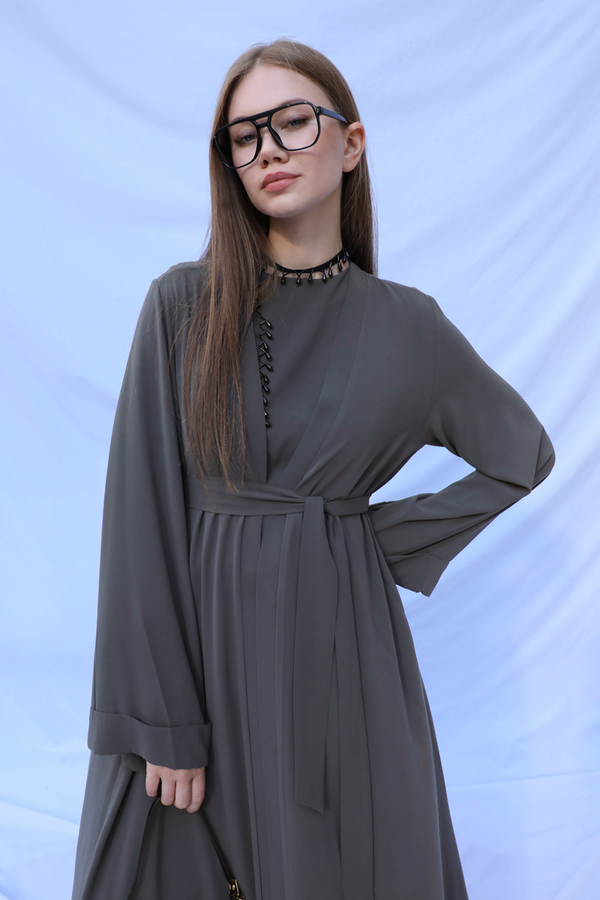 Bol Abaya Takım Füme - 7