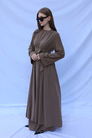 Bol Abaya Takım Koyu Vizon - 4
