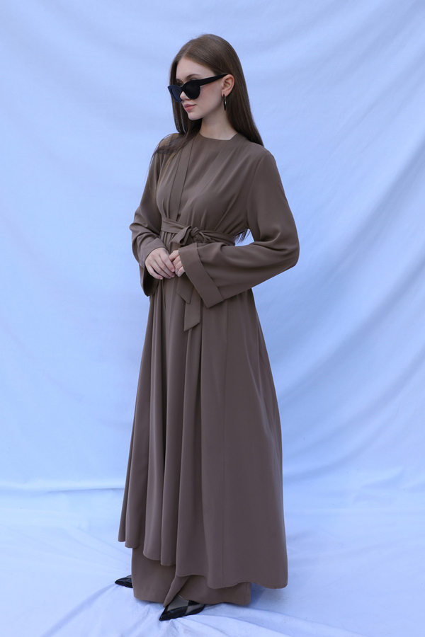 Bol Abaya Takım Koyu Vizon - 4