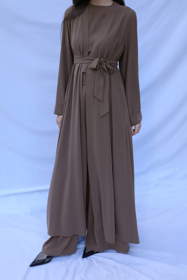 Bol Abaya Takım Koyu Vizon - 5