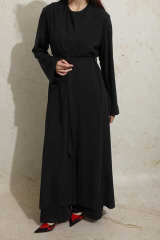Bol Abaya Takım Siyah - 1