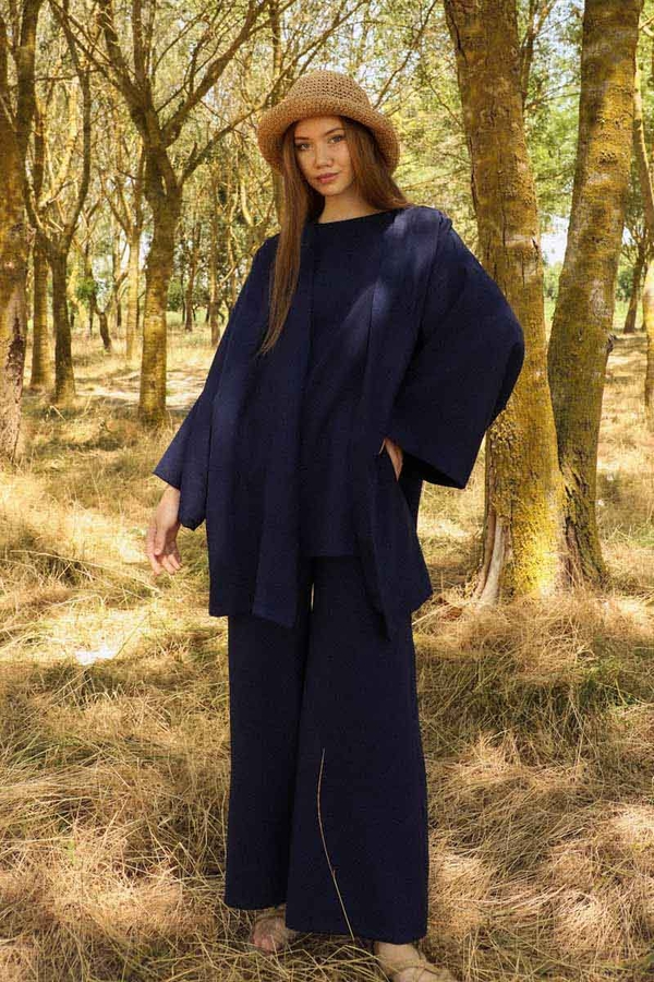 Bol Kimono Takım Lacivert - 5