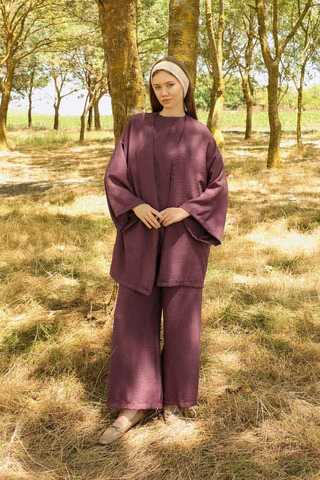 Bol Kimono Takım Mürdüm - 1