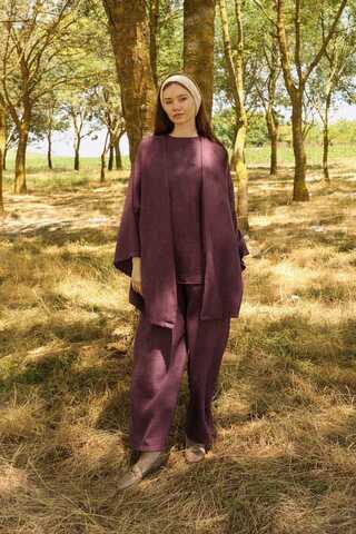 Bol Kimono Takım Mürdüm - 2