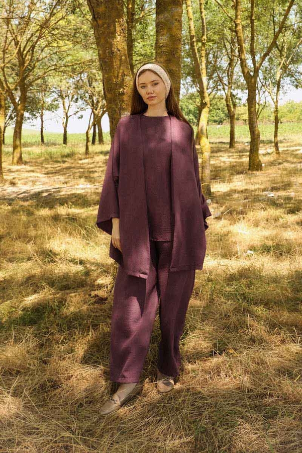 Bol Kimono Takım Mürdüm - 2