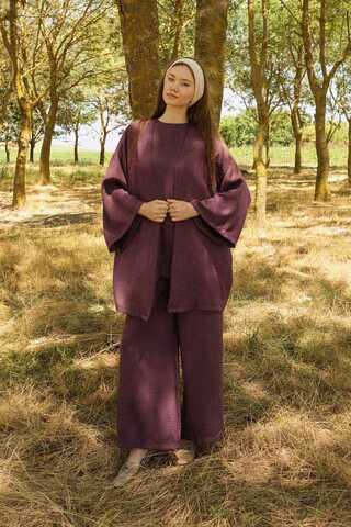 Bol Kimono Takım Mürdüm - 3