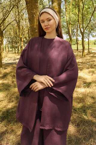 Bol Kimono Takım Mürdüm - 5