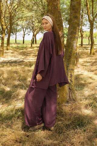 Bol Kimono Takım Mürdüm - 6