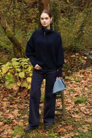 Bol Paça Denim Pantolon Mavi - 3