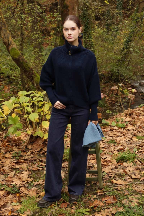 Bol Paça Denim Pantolon Mavi - 3