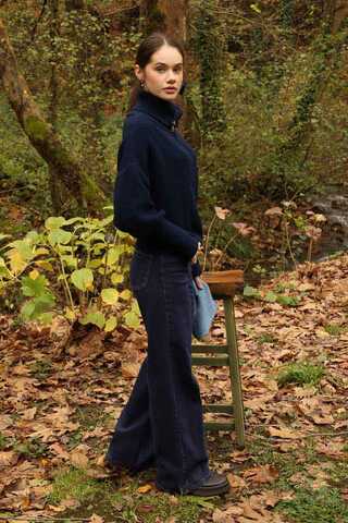 Bol Paça Denim Pantolon Mavi - 4