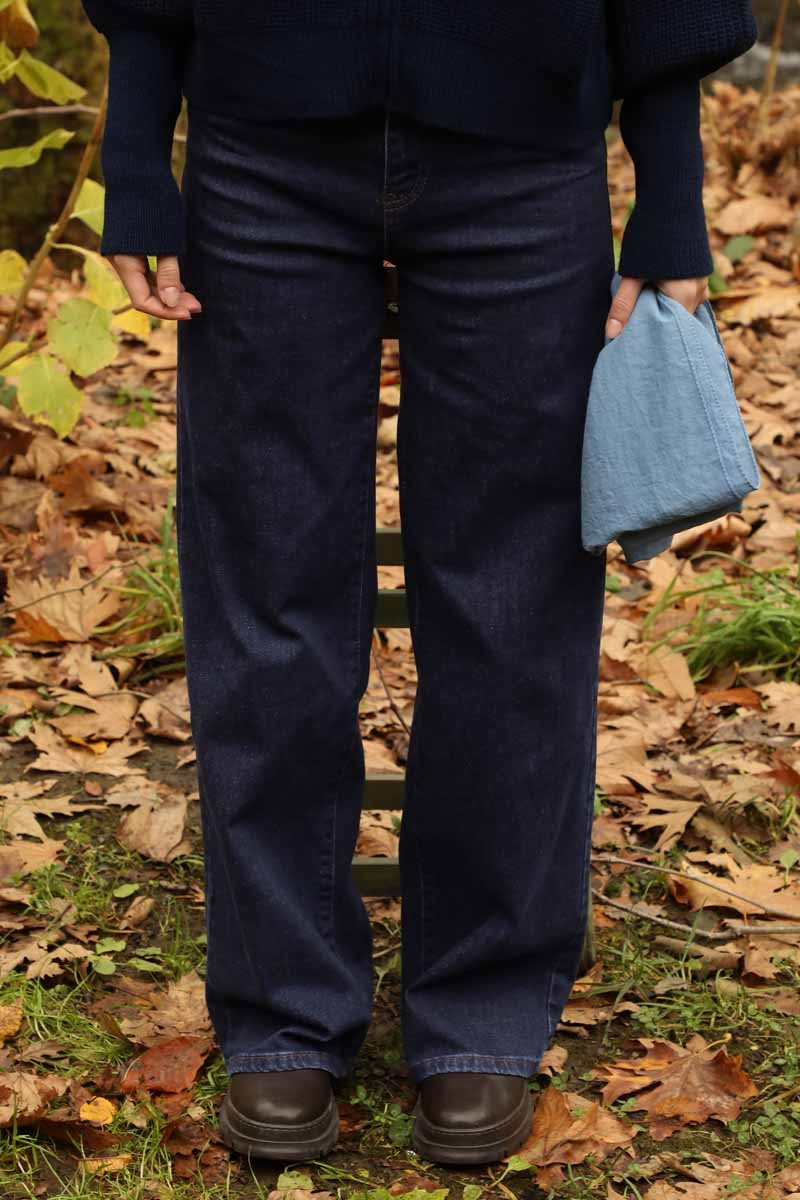 Bol Paça Denim Pantolon Mavi