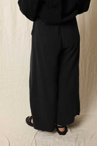 Bol Paça Müslin Pantolon Siyah - 6