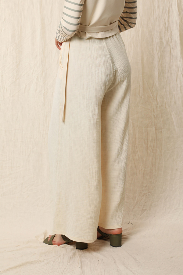Bol Paça Müslin Pantolon Taş - 6