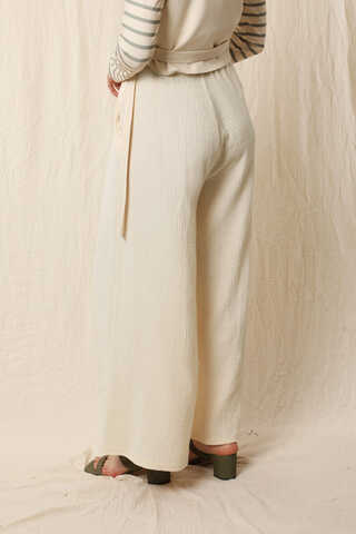 Bol Paça Müslin Pantolon Taş - 6