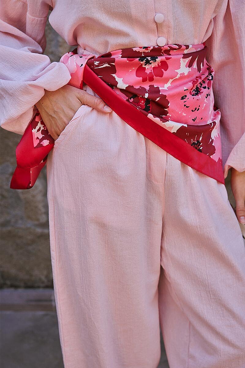 Bol Paça Şile Bezi Pantolon Toz Pembe - 2