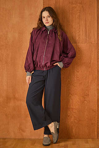Bomber Süet Ceket Bordo - 1
