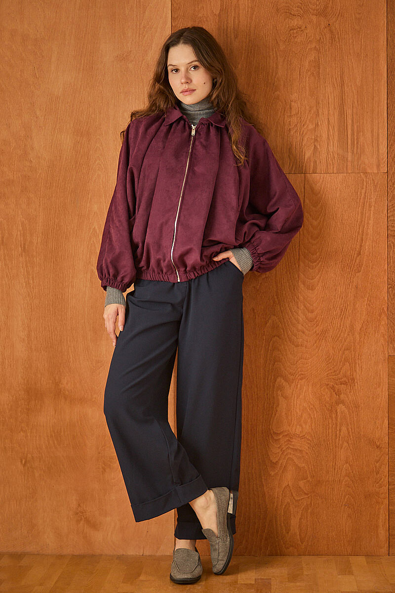 Bomber Süet Ceket Bordo
