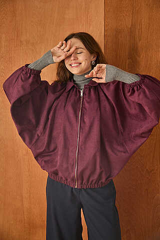 Bomber Süet Ceket Bordo - 2