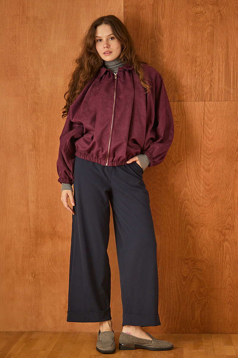 Bomber Süet Ceket Bordo - 5