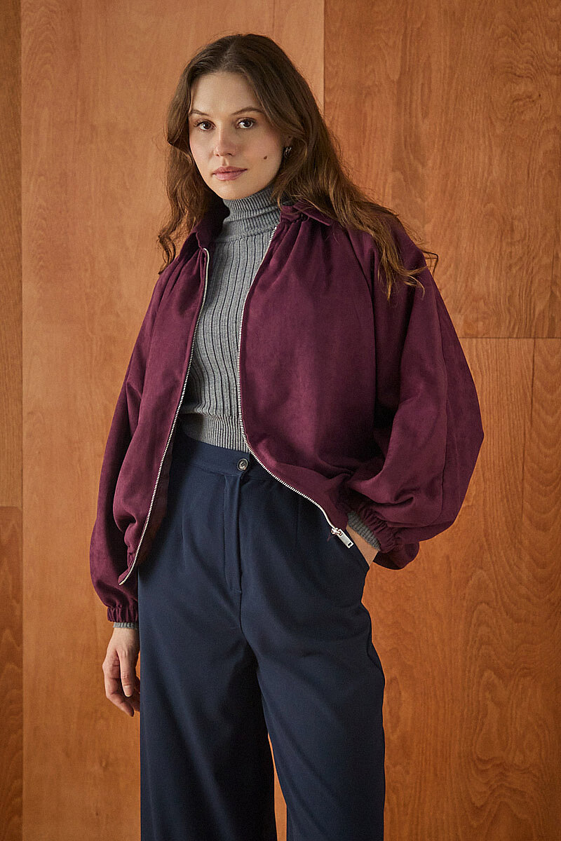 Bomber Süet Ceket Bordo - 6