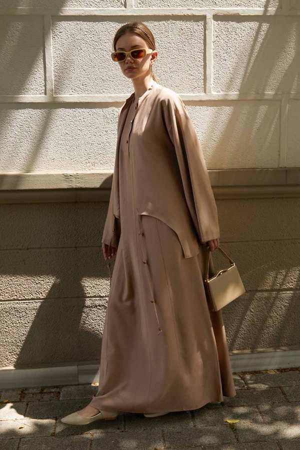 Boncuklu Jile Takım Açık Vizon - 13