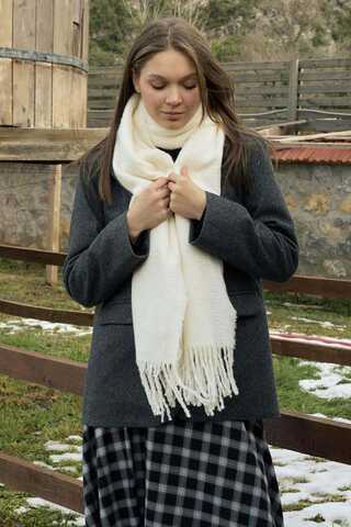 Bouclé Scarf Ecru - 1