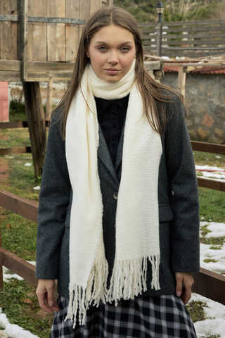 Bouclé Scarf Ecru - 2