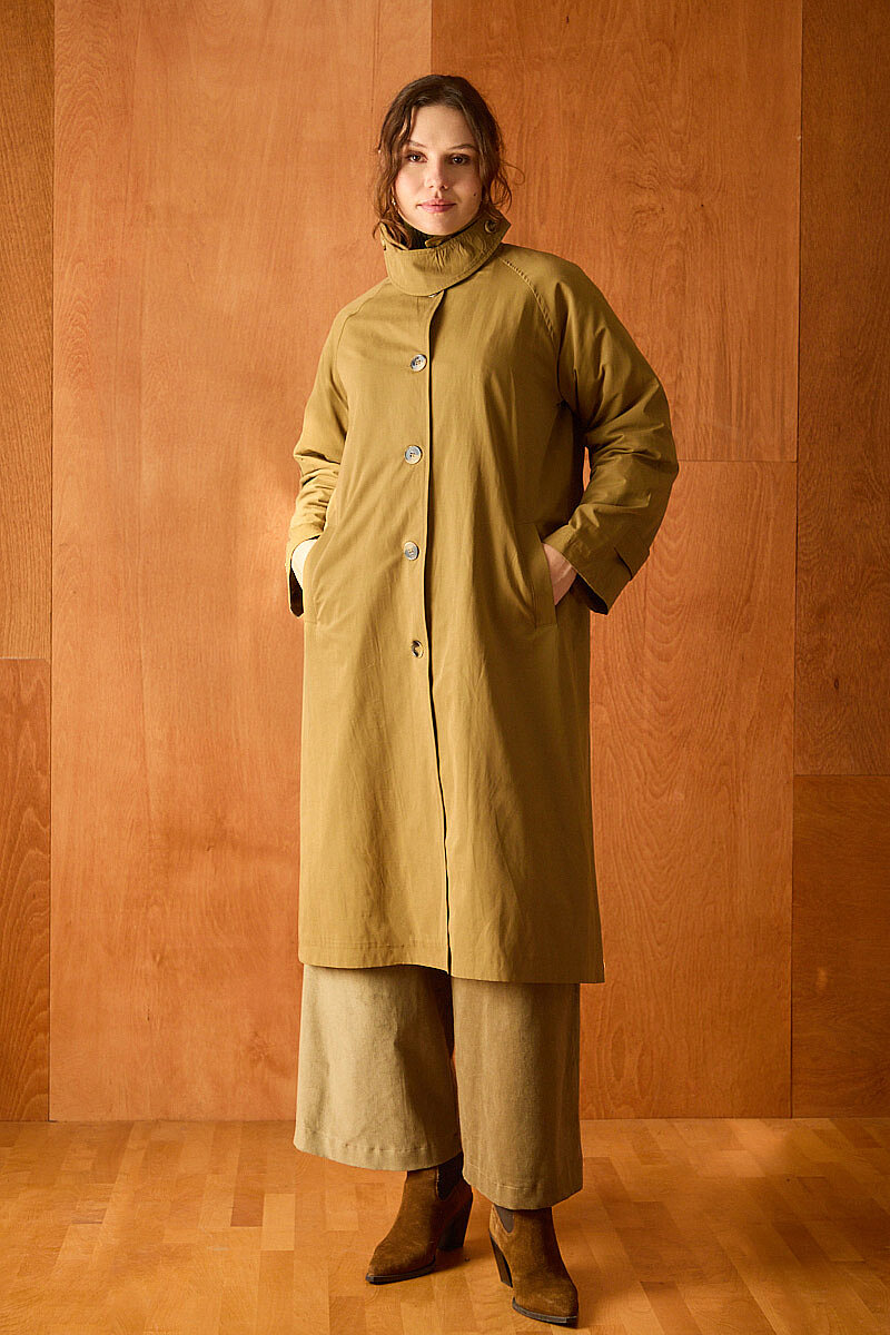 Boyun Bantlı Trençkot Koyu Hardal - 1