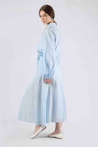 Embroidered Skirt Suit Baby Blue - 4