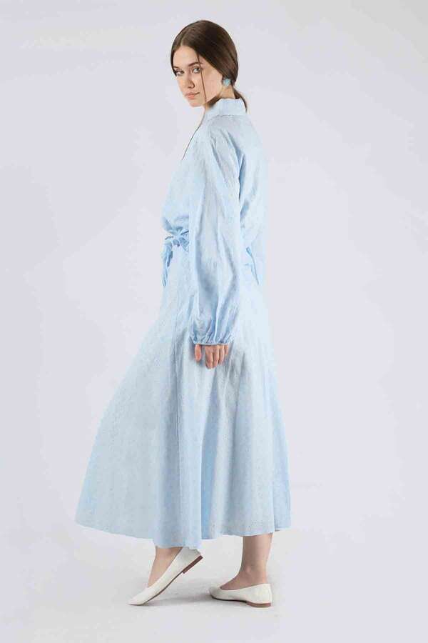 Embroidered Skirt Suit Baby Blue - 4