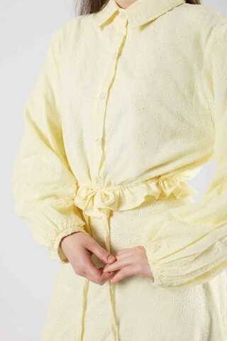 Embroidered Skirt Suit Lemon - 4