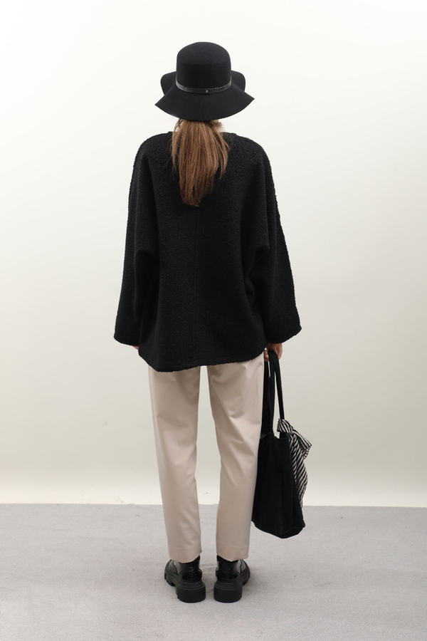 Buklet V Yaka Sweat Siyah - 7