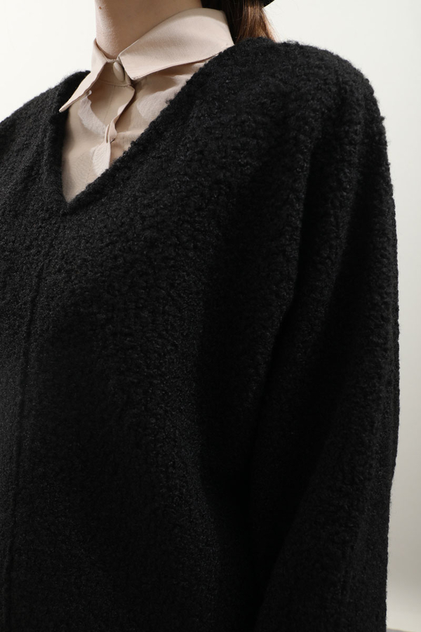 Buklet V Yaka Sweat Siyah - 6