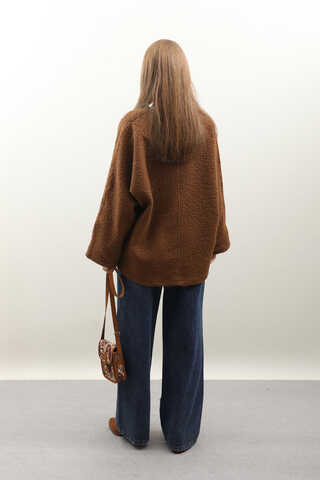 Buklet V Yaka Sweat Taba - 4