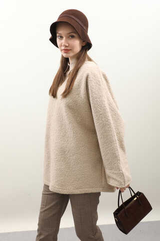 Buklet V Yaka Sweat Taş - 2