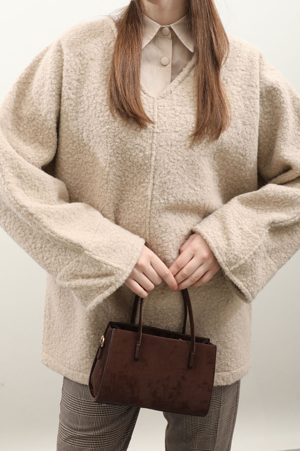 Buklet V Yaka Sweat Taş - 3