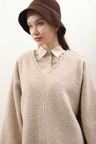 Buklet V Yaka Sweat Taş - 4