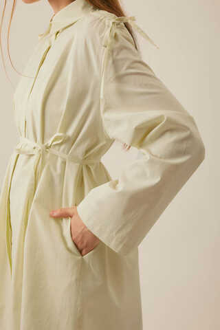 Omuzu Büzgü Detaylı Pantolon Takım Tereyağı Sarısı - 3