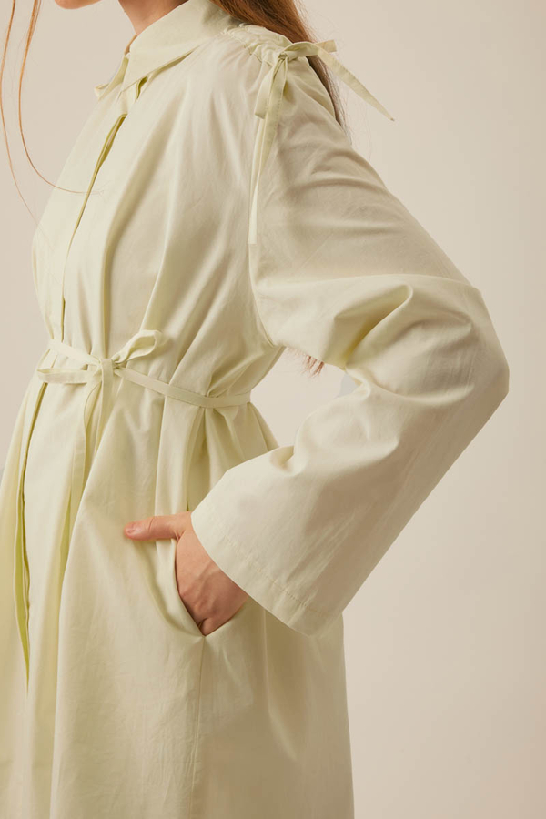 Omuzu Büzgü Detaylı Pantolon Takım Tereyağı Sarısı - 3