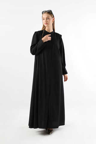 Button Detailed Shirt Dress Black - 1