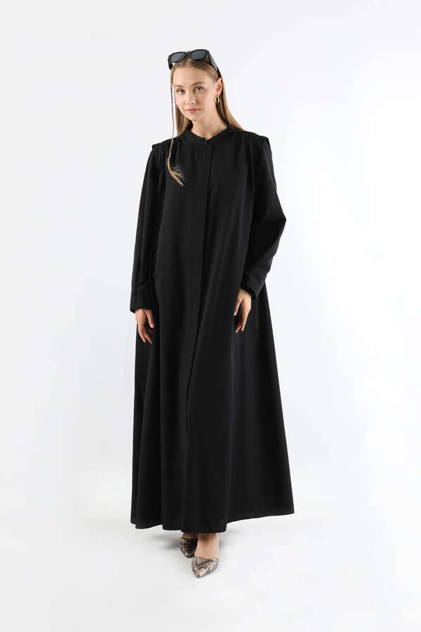 Button Detailed Shirt Dress Black - 3