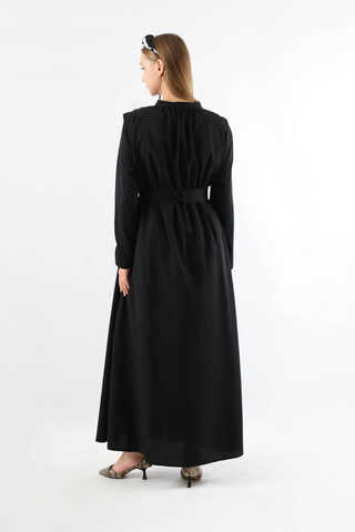 Button Detailed Shirt Dress Black - 6