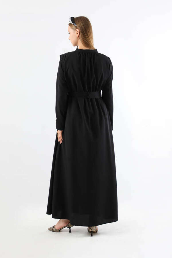 Button Detailed Shirt Dress Black - 6